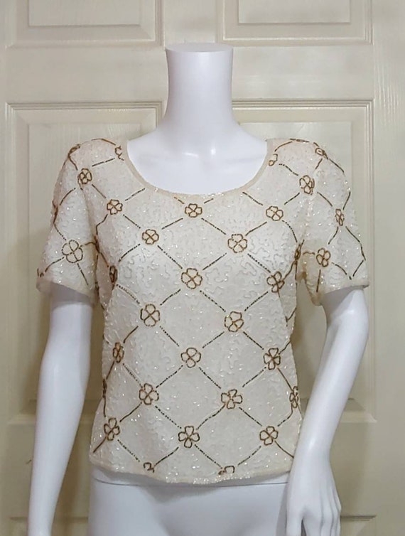 Laurence Kazar Bead Blouse