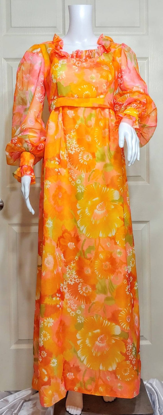 Vintage Prairie Floral 70's Maxi Dress