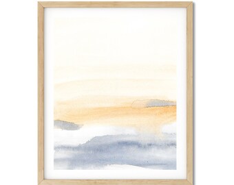 Aquarelle imprimable WallArt, Aquarelle Affiche, Affiche Aquarelle, Bleu Beige Aquarelle WallArt, Affiche imprimable, Décoration intérieure, Minimaliste