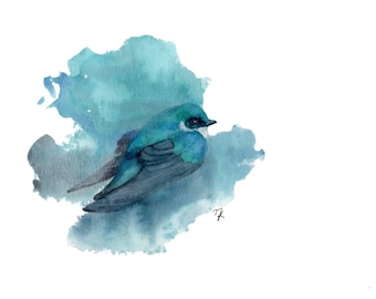 Bird Decor Gift For Bird Watcher Watercolour Bird Art Tree Swallow print Swallow painting Bird Wall Art Bird art print Bird Lover