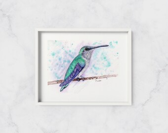 Hummingbird Watercolour Art Print, Bird Art Print, Watercolor Birds, Mother's Day Gifts,