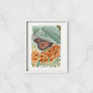 Imprimé d’art papillon monarque, Cadeau de fête des Pères, Peinture d’insectes, Art de la nature, Mur de galerie, Vibes d’été Art, Peinture colorée, Art d’insecte