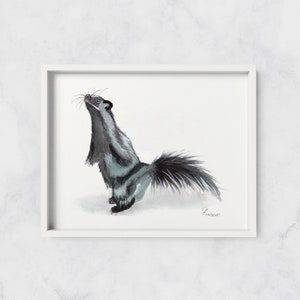 Aquarelle Skunk Art Print, Aquarelle Skunk Painting, Skunk Wall Art, Skunk Postcard, Skunk Wall Decor, Skunk Nursery Art