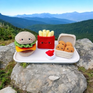 Amigurumi Crochet Fast Food 19pc Plushie Set