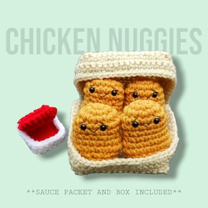 Amigurumi Crochet Chicken Nuggets 6pc Set