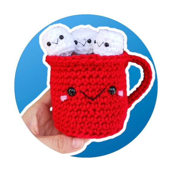 Amigurimi Crochet Hot Cocoa Cup With Mini Crochet Marshmallows