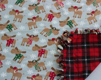 Cartoon Moose Tie Blanket