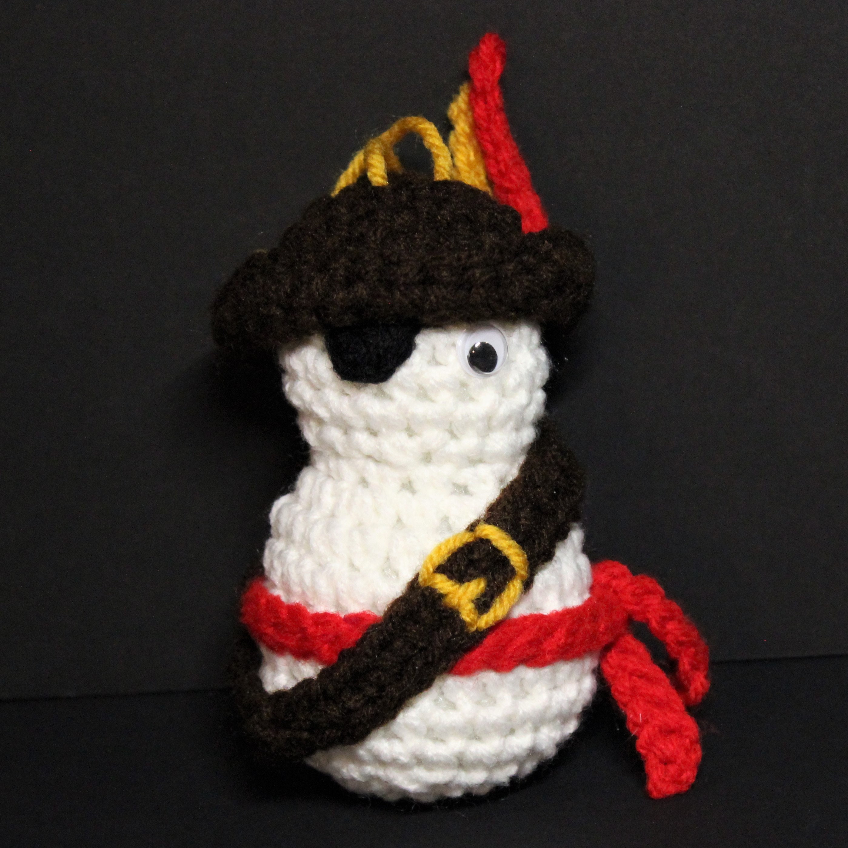 Pirate Crochet Snowman Ornament