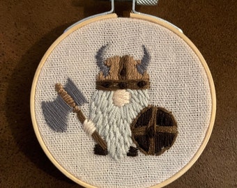 Viking Gnome Embroidery Hoop