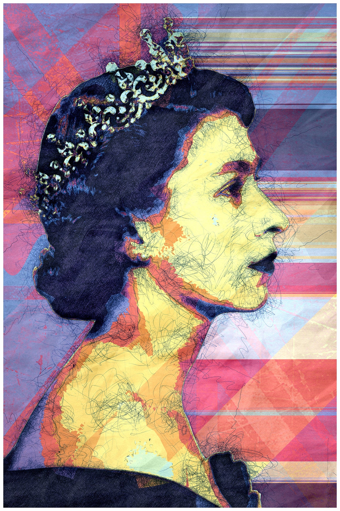 Queen Elizabeth II Pop Art Modern Poster Stylised Art No. 1 - Etsy UK