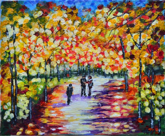 Sunny Day in the Park Original Landscape Painting Modern Home