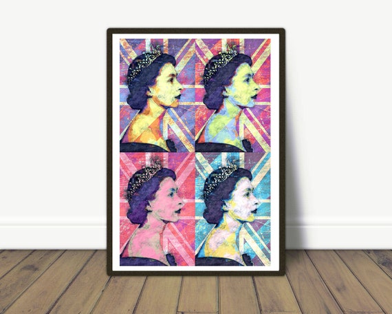 Queen Elizabeth II - Pop Art Andy Warhol Inspired Art - Modern art, Modern wall decor, British Queen, Pop Art, Modern Portrait, Iconic Art
