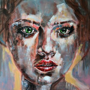 Shining Original abstract woman portrait on Canvas Ready to Hang by Misty Lady image 1