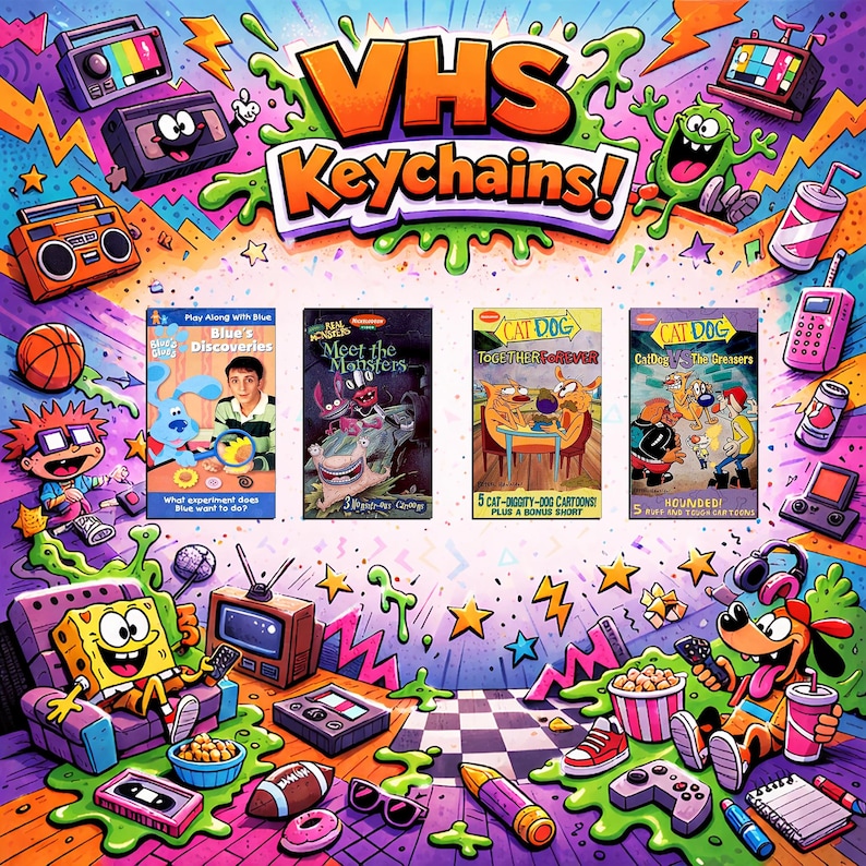 Nickelodeon VHS Keychains - Nick Jr - Nick Toons - Etsy