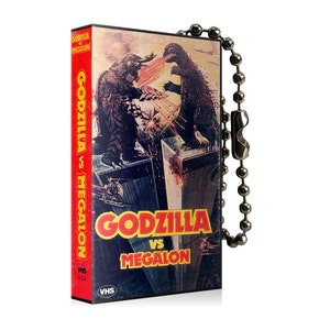 Godzilla Megalon Monster Movie VHS Keychain, Gift For Friends, Gift For Dad, Gift For Husband, Godzilla Collector