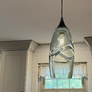 SWELL | Hand Blown Glass Globe Pendant Light | Wave Inspired Oblong Form. No 147 | Made with 100% Recycled Glass | Bicycle Glass Co.