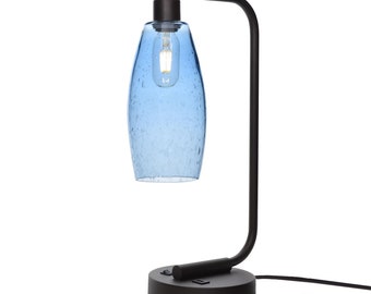Hand Blown Recycled Glass Table Lamp | Elliptical Design | Made in the USA