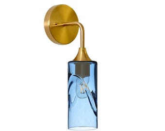 Hand Blown Recycled Glass Wall Sconce | Wave Design | Made in the USA