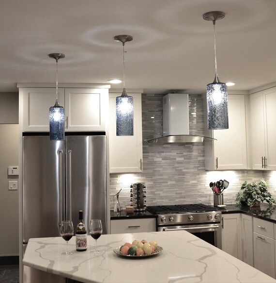 LUNAR Hand Blown Glass Globe Pendant Light Seeded Moon Inspired