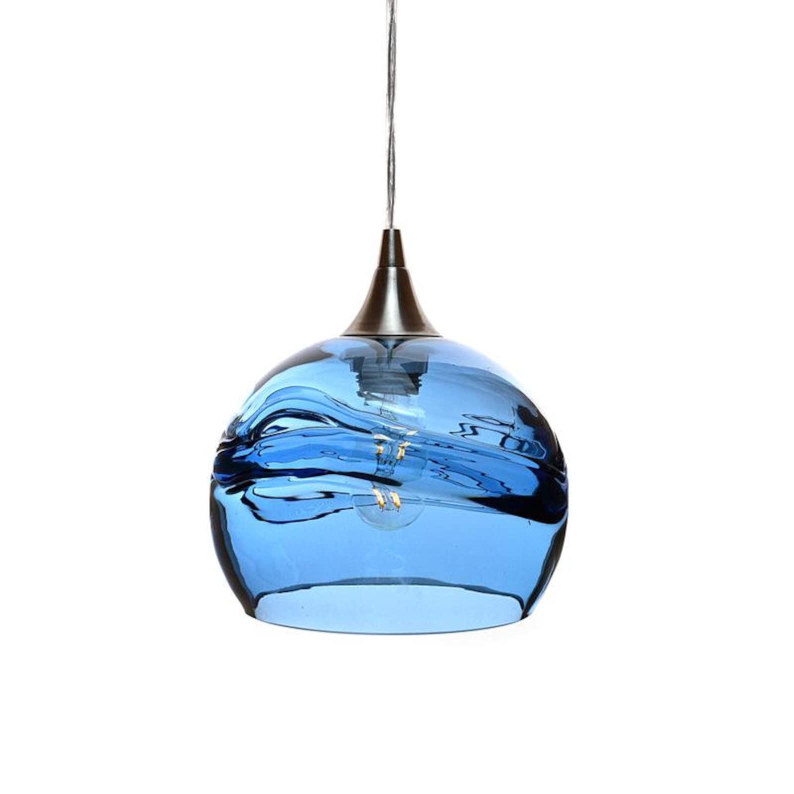 Hand Blown Recycled Glass Pendant Light