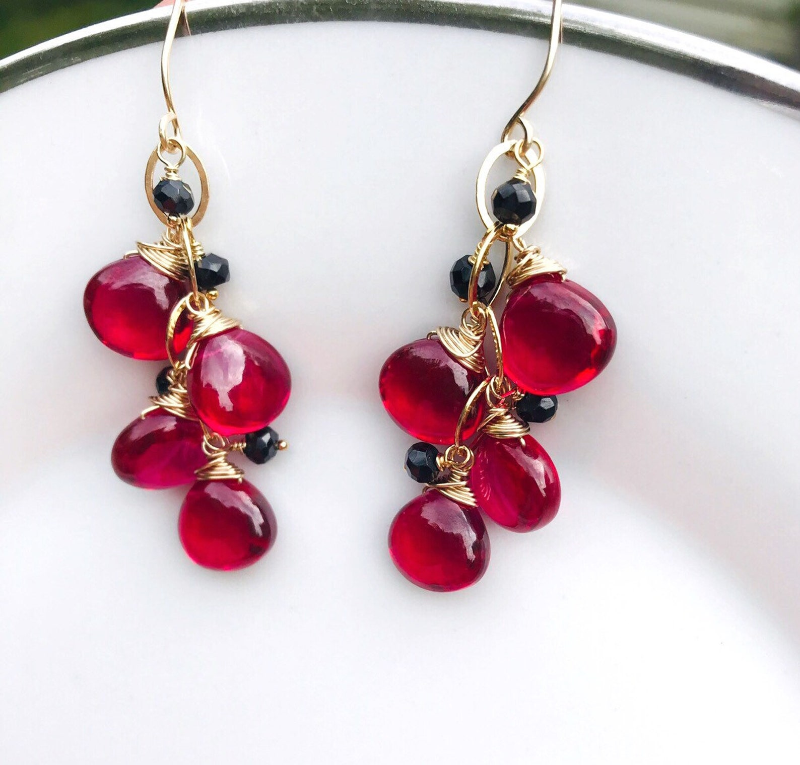 Rote Ohrringe / Gold gefüllt Ohrringe / rote Ohrringe Etsy