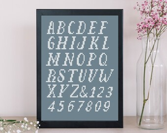 Cross Stitch Alphabet Pattern font chart cross stitch letters pattern DIY cross stitch pdf pattern instant download alphabet & numbers