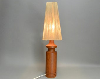 1960s Danish Teak Table Lamp with Sisal Shade