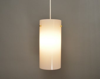Vintage 1960s Tubular Acrylic and Brass Pendants by Danish Company Fog & Mørup Three Available