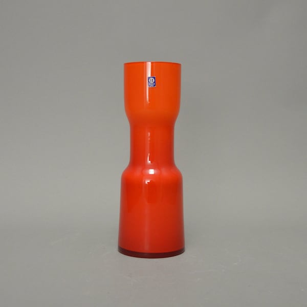 1960s Glass Vase Mid-Century Orange by Bergdala Sweden