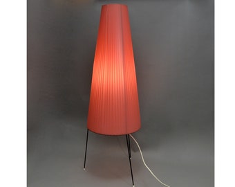 Vintage 1950s Rockabilly Style Rocket Tripod Floor Lamp with Red Threads
