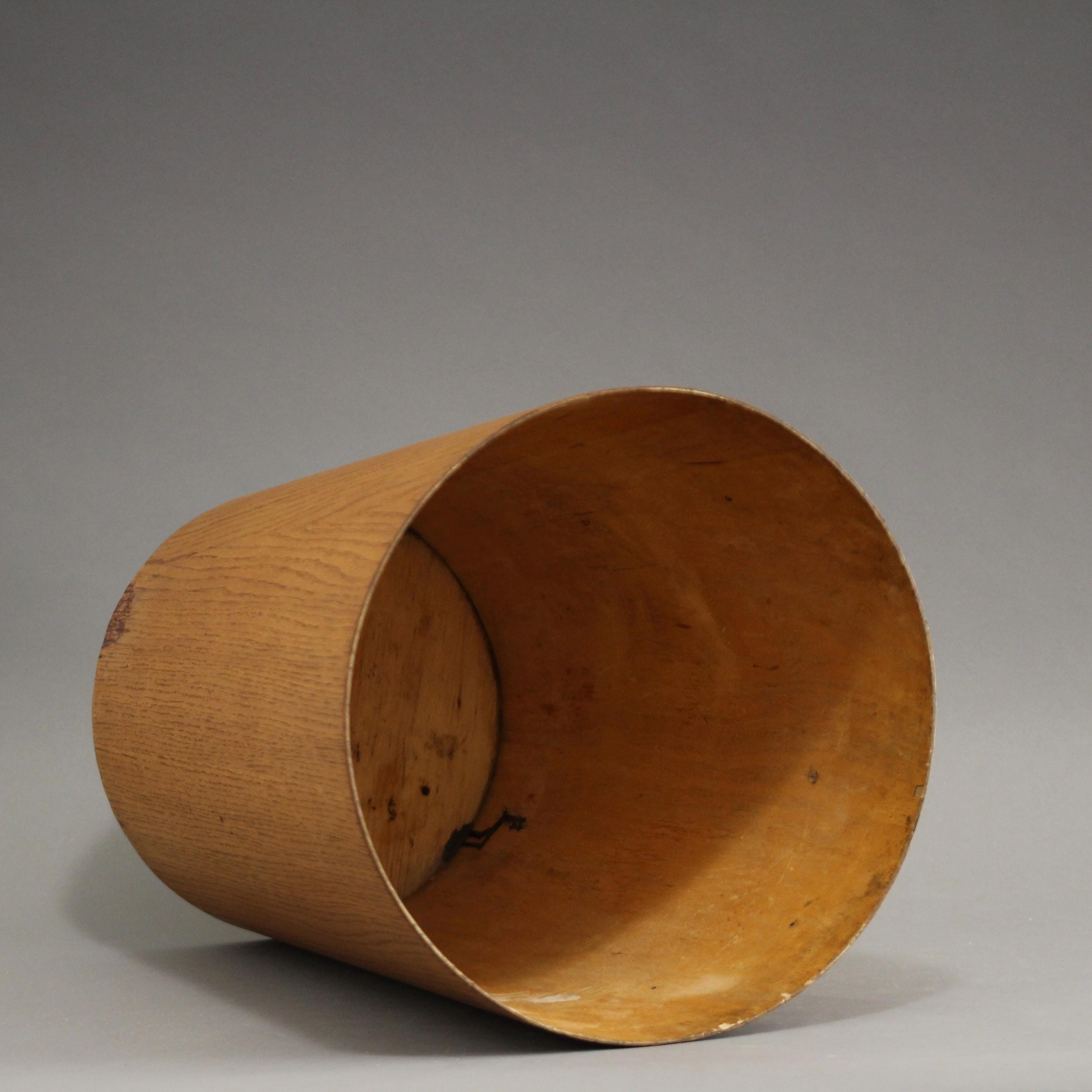Vintage 1960s Vintage Bentwood Teak Trashbin by Martin Åberg for Servex Rainbow Line Swedish Mid-Century Office Furniture. Rare Size