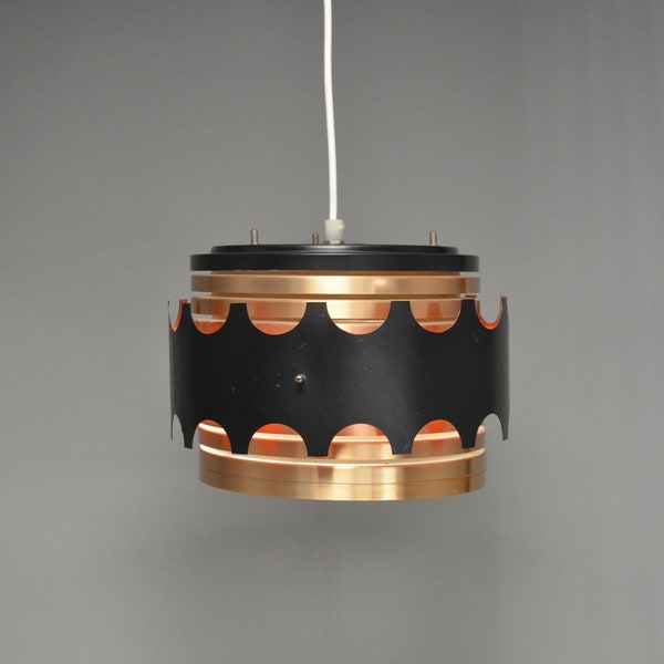 Vintage 1960s Mid-Century Pendant Lamp in Brass Plated Aluminium VEB Halle