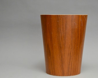 Vintage Bentwood Teak Trashcan with Rosewood Veneer. Designed by Martin Åberg for Servex, Sweden. 1960s Recycle Bin