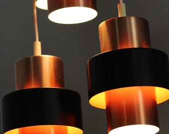 ONLY 1 LEFT Vintage 1950s VEB Metal Pusher Pendant Lamps Mid-Century in Copper & Black *3 Available*
