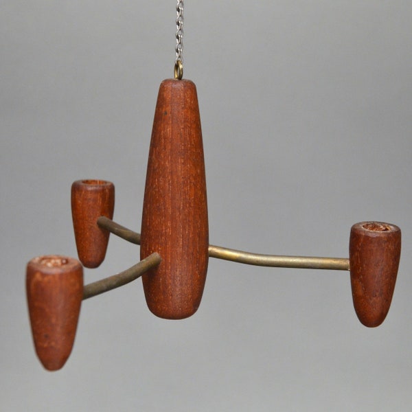 Vintage Danish Teak and Brass candlestick holder from the 1960s