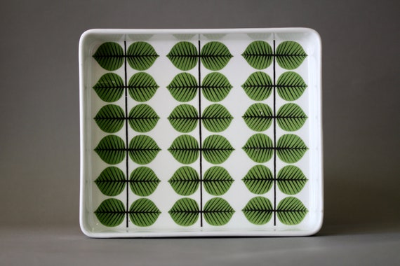 Vintage 1960s Gustavsberg Berså Stoneware Ceramics White Green 