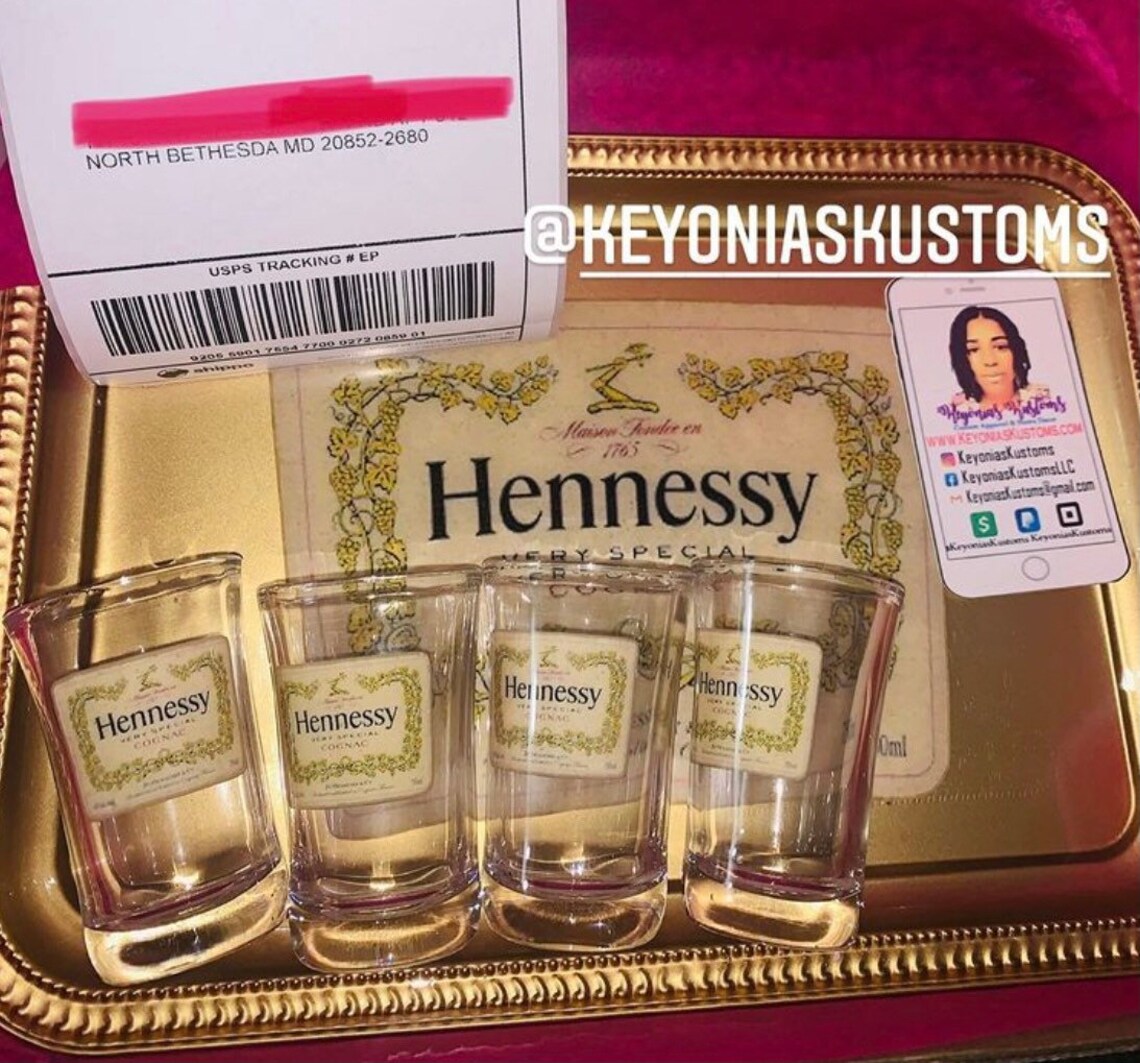 Hennessy Rolling Tray and Shot Glasses Set 4 Etsy