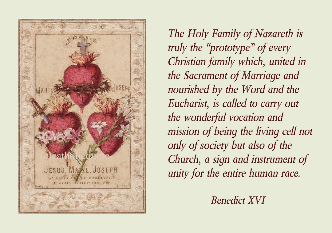 Hearts of the Holy Family– 8.5x11" – Based on a Vintage Holy Card ...