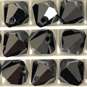 12 Pcs of 8 mm Jet- 6301 Swarovski Crystal Top Drilled beads for Jewelry making.