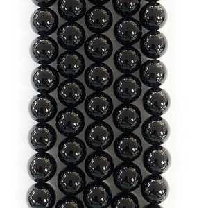 AAA Quality BLACK ONYX Gemstone Beads in  4MM, 6MM, 8MM, 10MM, 12MM 15 inch strand.