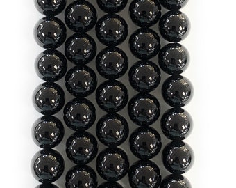 AAA Quality BLACK ONYX Gemstone Beads in  4MM, 6MM, 8MM, 10MM, 12MM 15 inch strand.