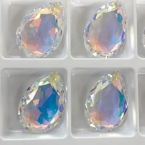 1 piece 30x20 mm vintage Swarovski® Crystal AB article #4327 Pendant. (NO HOLE)