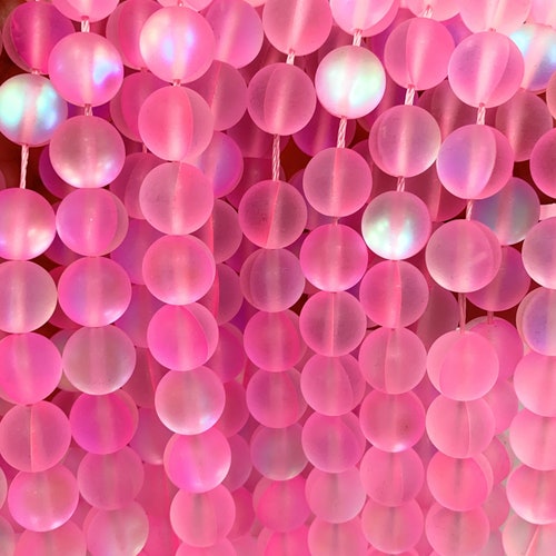 thumbnail image 2 of River Valley Gems 15-Strand Matte Multicolor Mystic Aura Glass Round Beads 2 of 6
