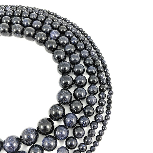 Blue Goldstone Gemstone Beads in  4MM, 6MM, 8MM, 10MM, 12MM