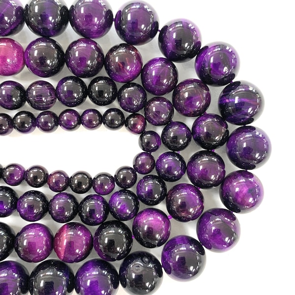 Tigers Eye (Mystic Purple) Gemstone Beads in 6MM, 8MM, 10MM, 12MM