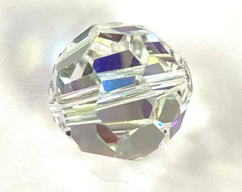 14mm Swarovski Crystal Bead Clear AB Faceted Round, Jewelry Making (2 pcs or Bulk Pack