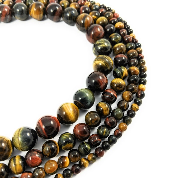 Tigers Eye (Multi-Color) Gemstone Beads in  4MM, 6MM, 8MM, 10MM, 12MM