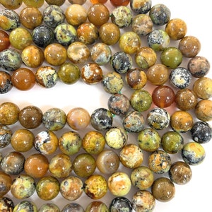 Natural African Green Opal round beads 6mm, 8mm and 10mm, 15" strand.