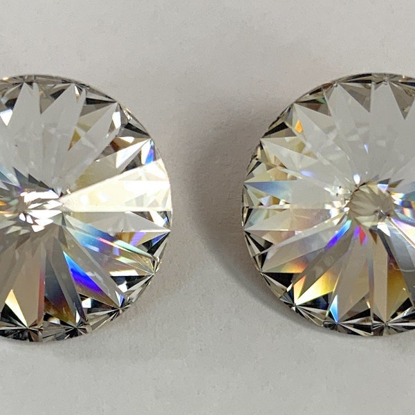 2 pcs. 16 mm vintage Swarovski® Crystal Clear Rivoli article #1122