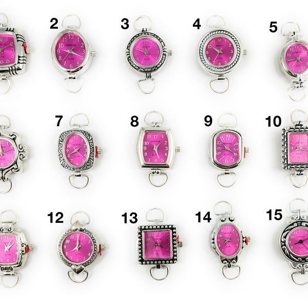 Geneva Elite Pink Watch Faces | Loops and Battery Included